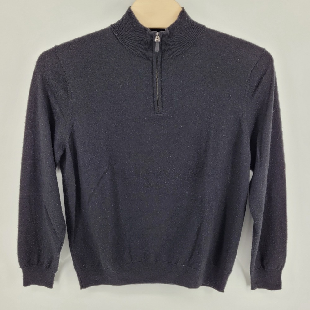 UNTUCKIT XXL Mens 100% Merino Wool Quarter Zip Sweater Black‎ Casual